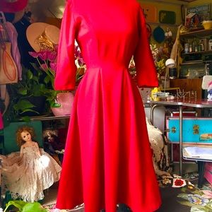 1960s wool red dress